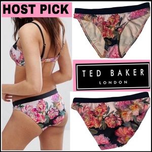 TED BAKER ADRIF BLACK PINK FLORAL BIKINI BOTTOMS